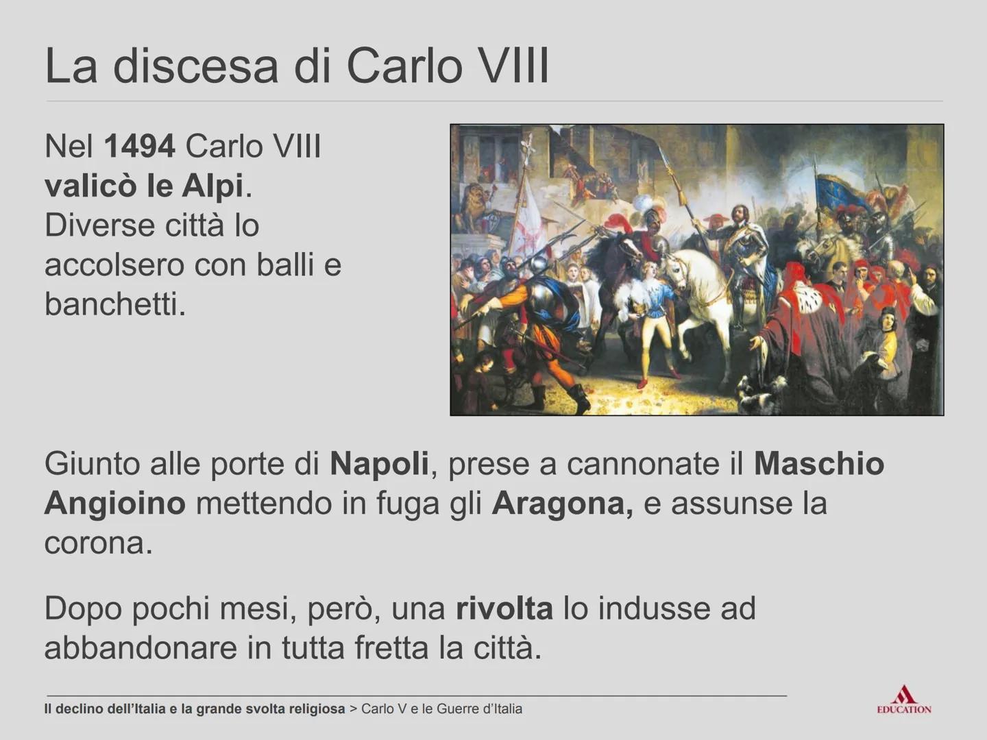 # Il declino dell'Italia
e la grande svolta
religiosa # Carlo V e le Guerre d'Italia # La politica dell'equilibrio
1492:
* morte di Lo