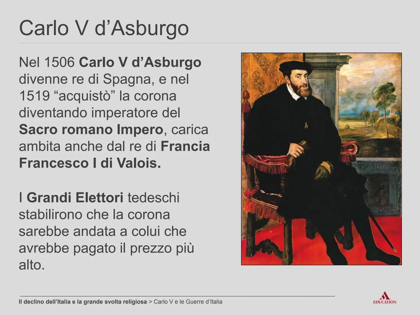 # Il declino dell'Italia
e la grande svolta
religiosa # Carlo V e le Guerre d'Italia # La politica dell'equilibrio
1492:
* morte di Lo