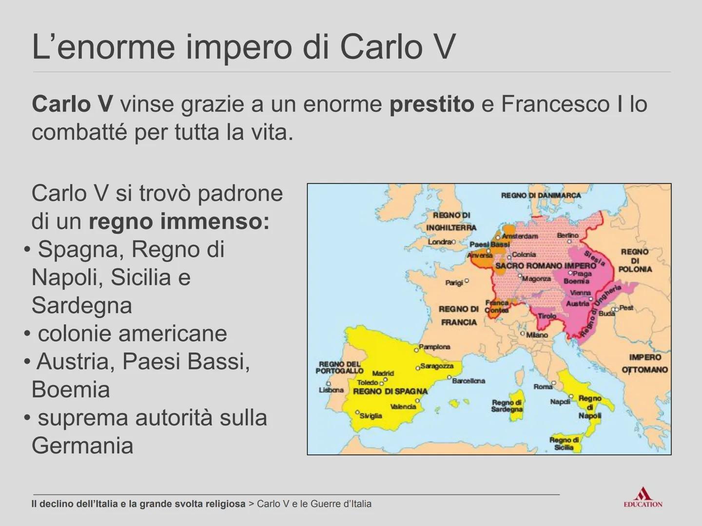 # Il declino dell'Italia
e la grande svolta
religiosa # Carlo V e le Guerre d'Italia # La politica dell'equilibrio
1492:
* morte di Lo