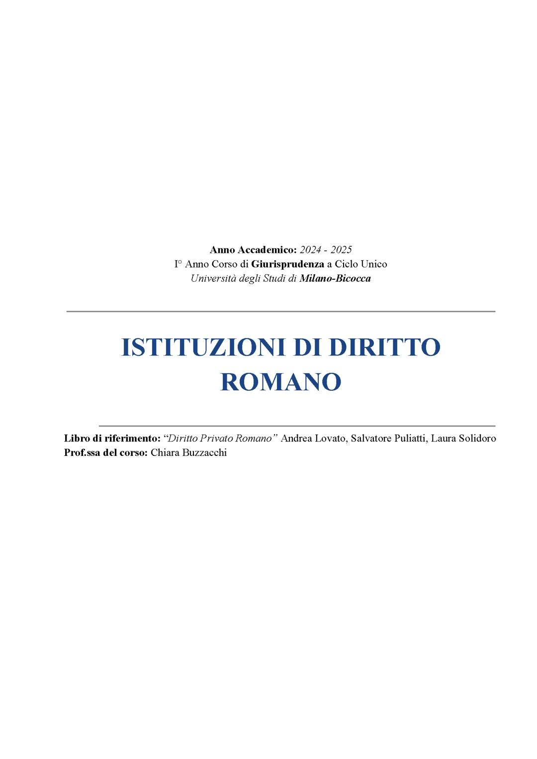 ISTITUZIONI DI DIRITTO ROMANO