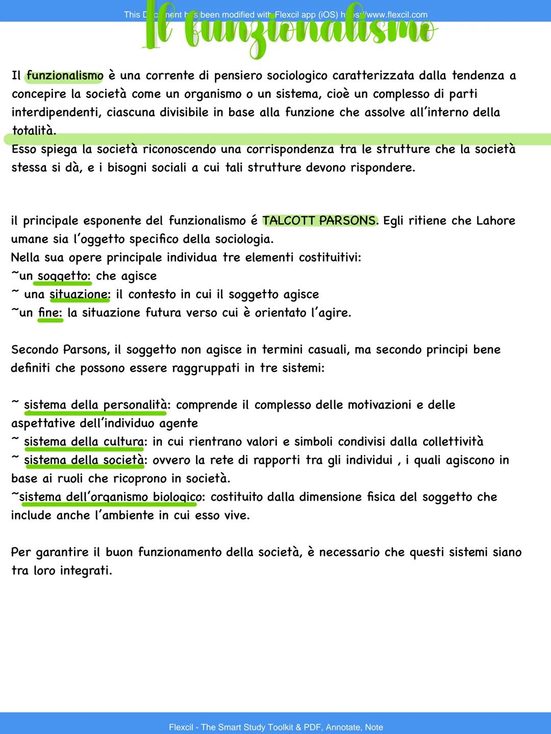 # Il funzionatustie
Il funzionalismo è una corrente di pensiero sociologico caratterizzata dalla tendenza a
concepire la società come un or