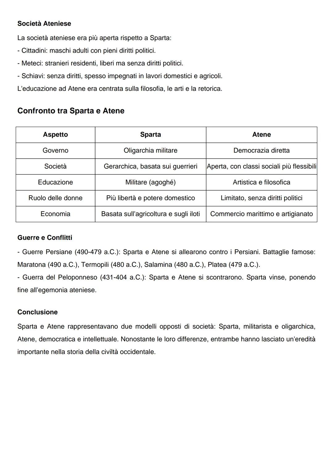 # Sparta e Atene: Riassunto Completo
Sparta e Atene furono le due polis più importanti della Grecia antica. Nonostante appartenessero
alla