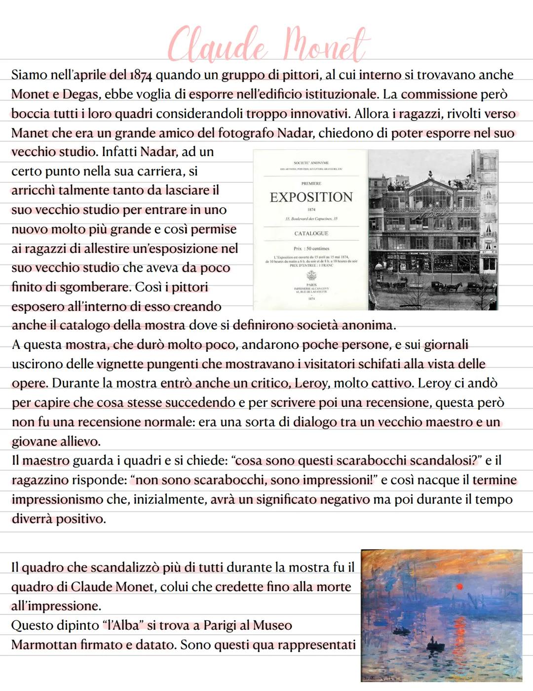 # Impressionismo
L'Impressionismo è un movimento artistico nato in Francia nella seconda metà del XIX
secolo, generalmente datato tra il 18