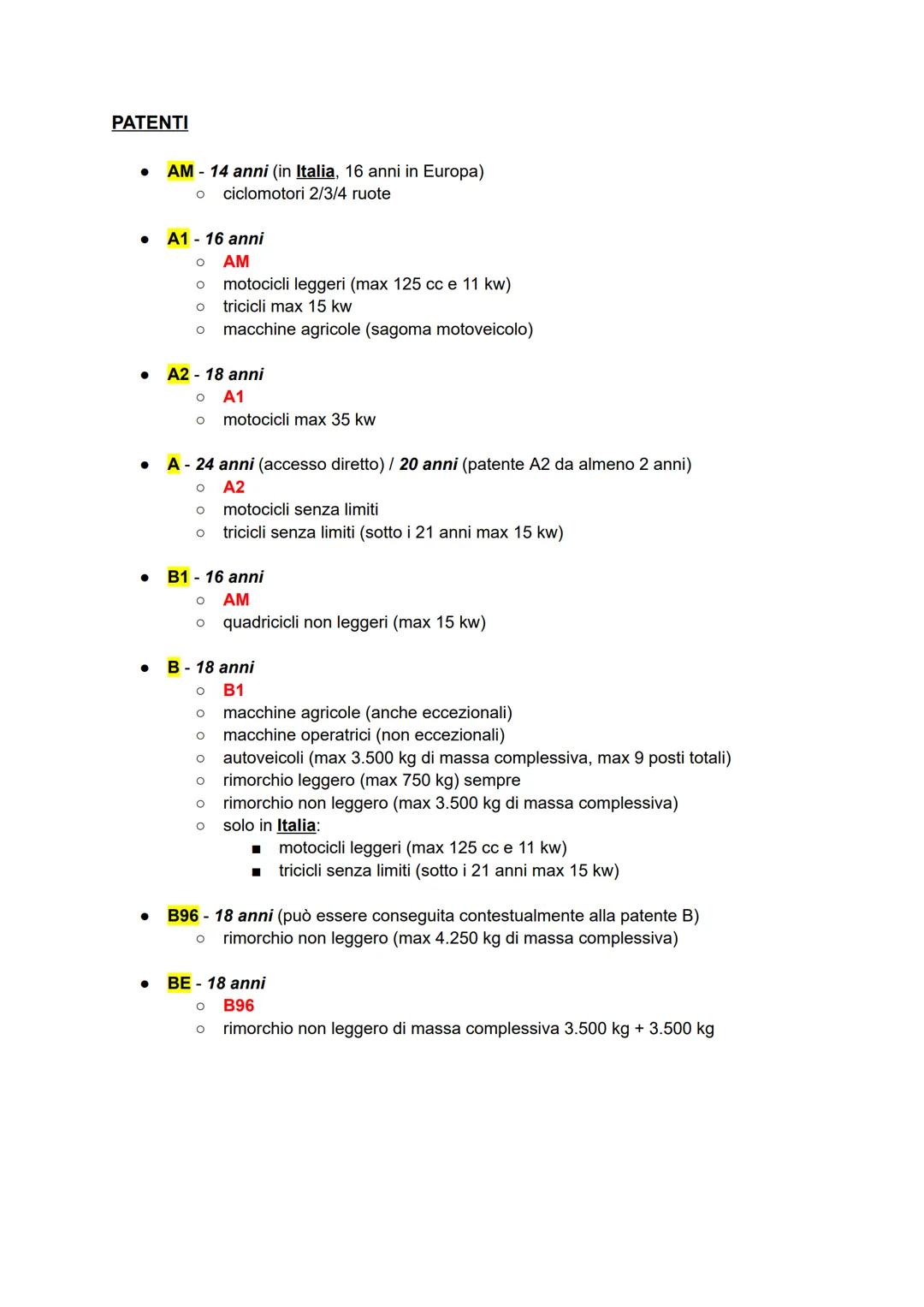 Appunti Quiz Patente