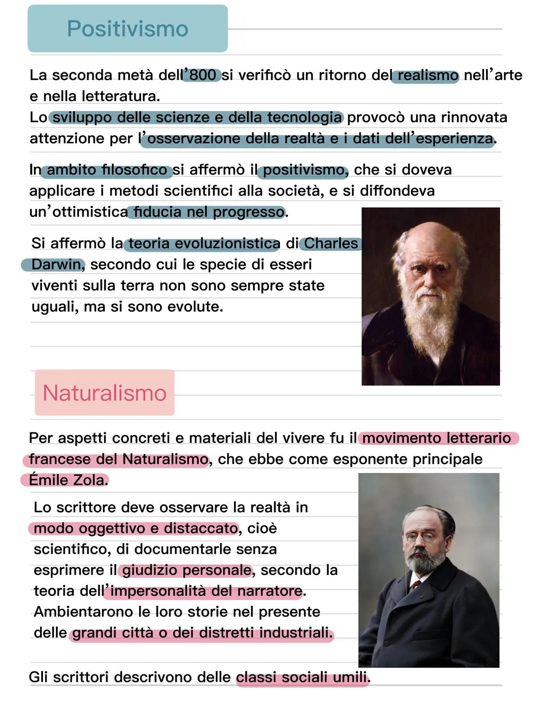 Positivismo, Naturalismo e Verismo