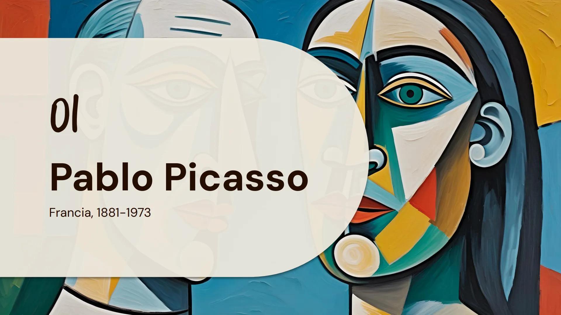 # Pablo
# Picasso
Padova, 24.01.2025
Alessia Galiazzo - 5A Indice
이
Pablo Picasso
02
Periodo Blu
03
Periodo Rosa
04
Cubismo
05
Cubis