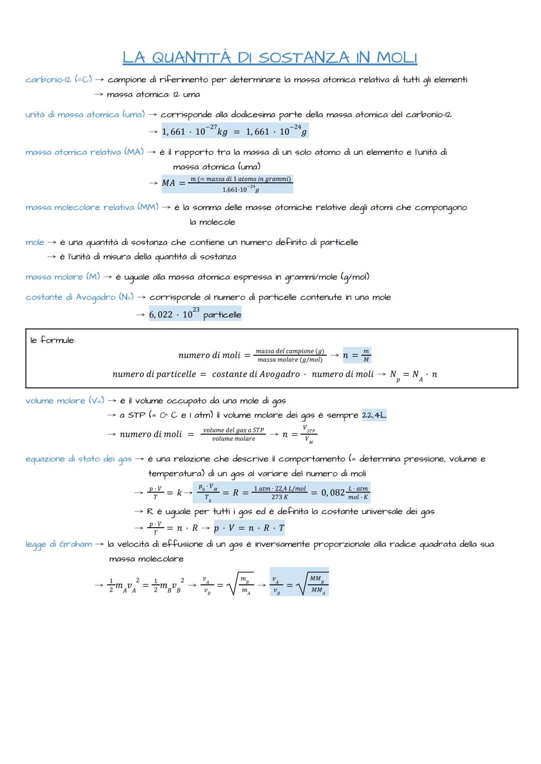 # LA QUANTITÀ DI SOSTANZA IN MOLI
carbonio-12 (-C) campione di riferimento per determinare la massa atomica relativa di tutti gli elementi