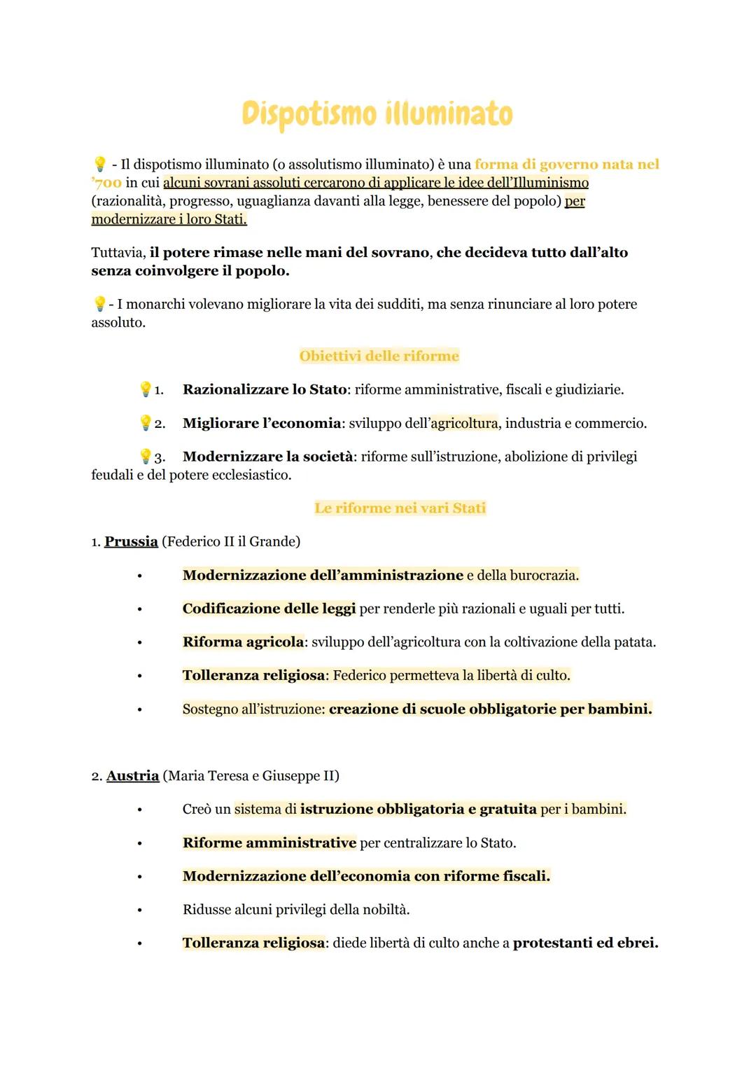 # Dispotismo illuminato
- Il dispotismo illuminato (o assolutismo illuminato) è una forma di governo nata nel
700 in cui alcuni sovrani ass