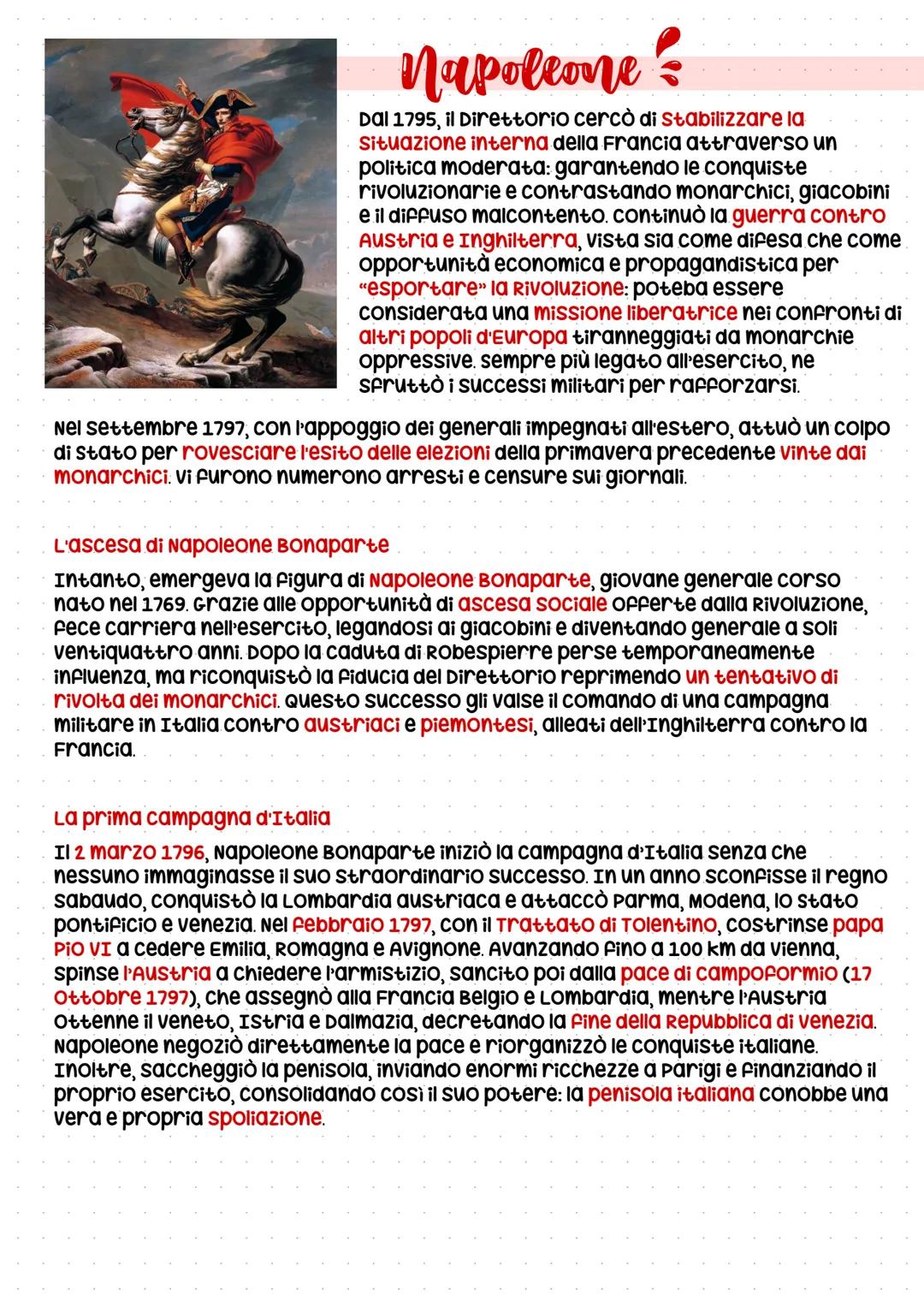 # Napoleone
Dal 1795, il Direttorio cercò di stabilizzare la
Situazione interna della Francia attraverso un
politica moderata: garantendo l