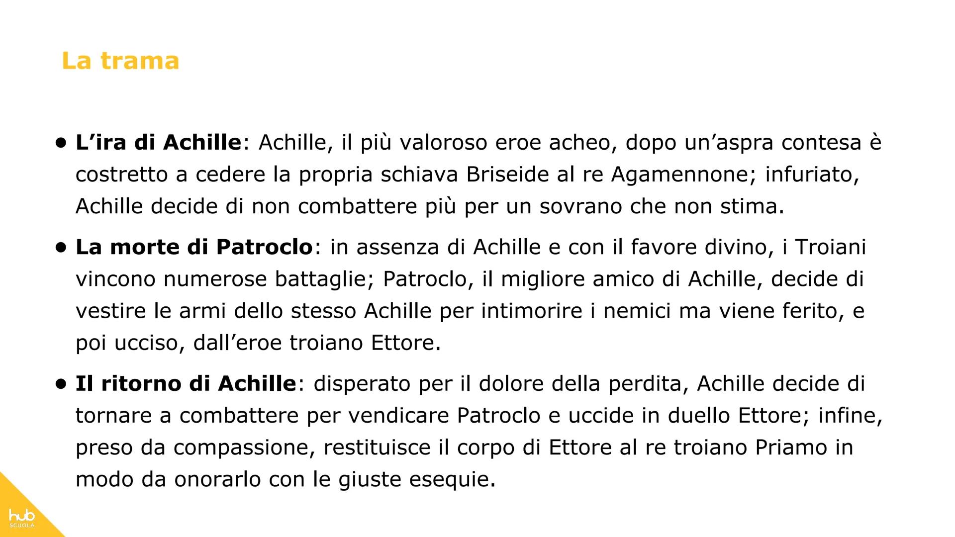 # hub
SCUOLA
# L'Iliade # Definizione
L'Iliade è il più antico poema epico
attribuito a Omero.
Il poema è costituito da più di
15.000 ver