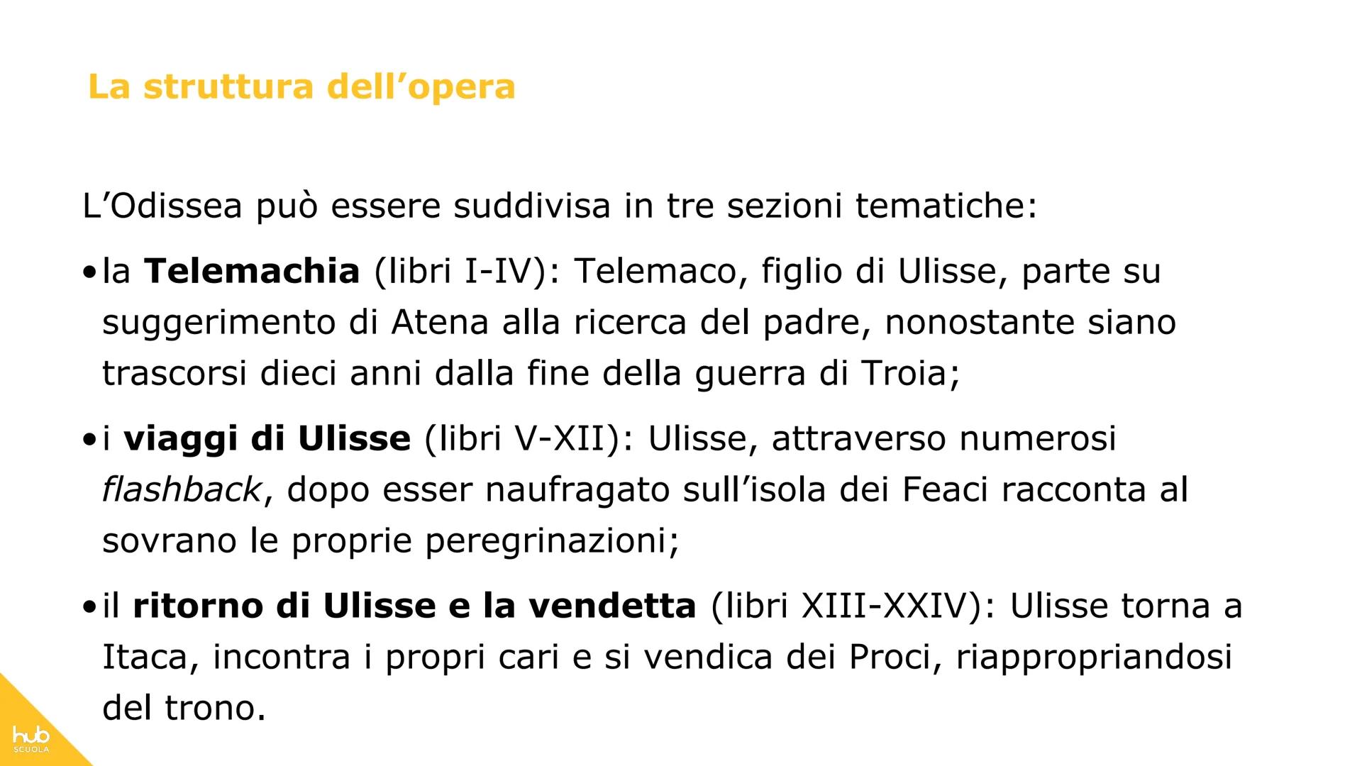 # hub
SCUOLA
# L'Odissea # Definizione
L'Odissea è il più recente
poema epico attribuito a
Omero.
Il poema è costituito da più di
12.000