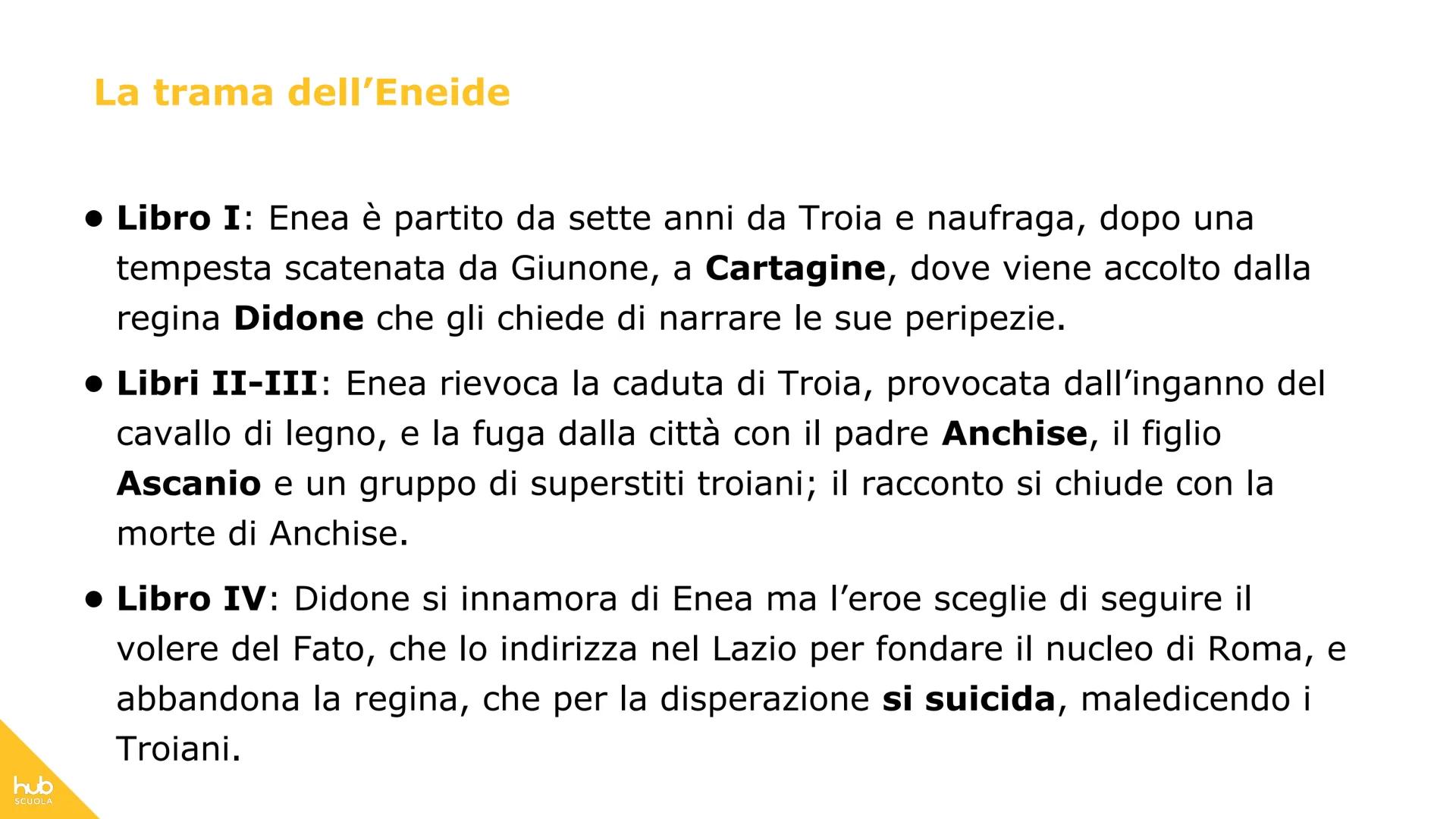 # hub
SCUOLA
L'Eneide # Definizione
L'Eneide è un poema epico in
latino composto da Virgilio a
partire, circa, dal 29 a.C. e
lasciato inco