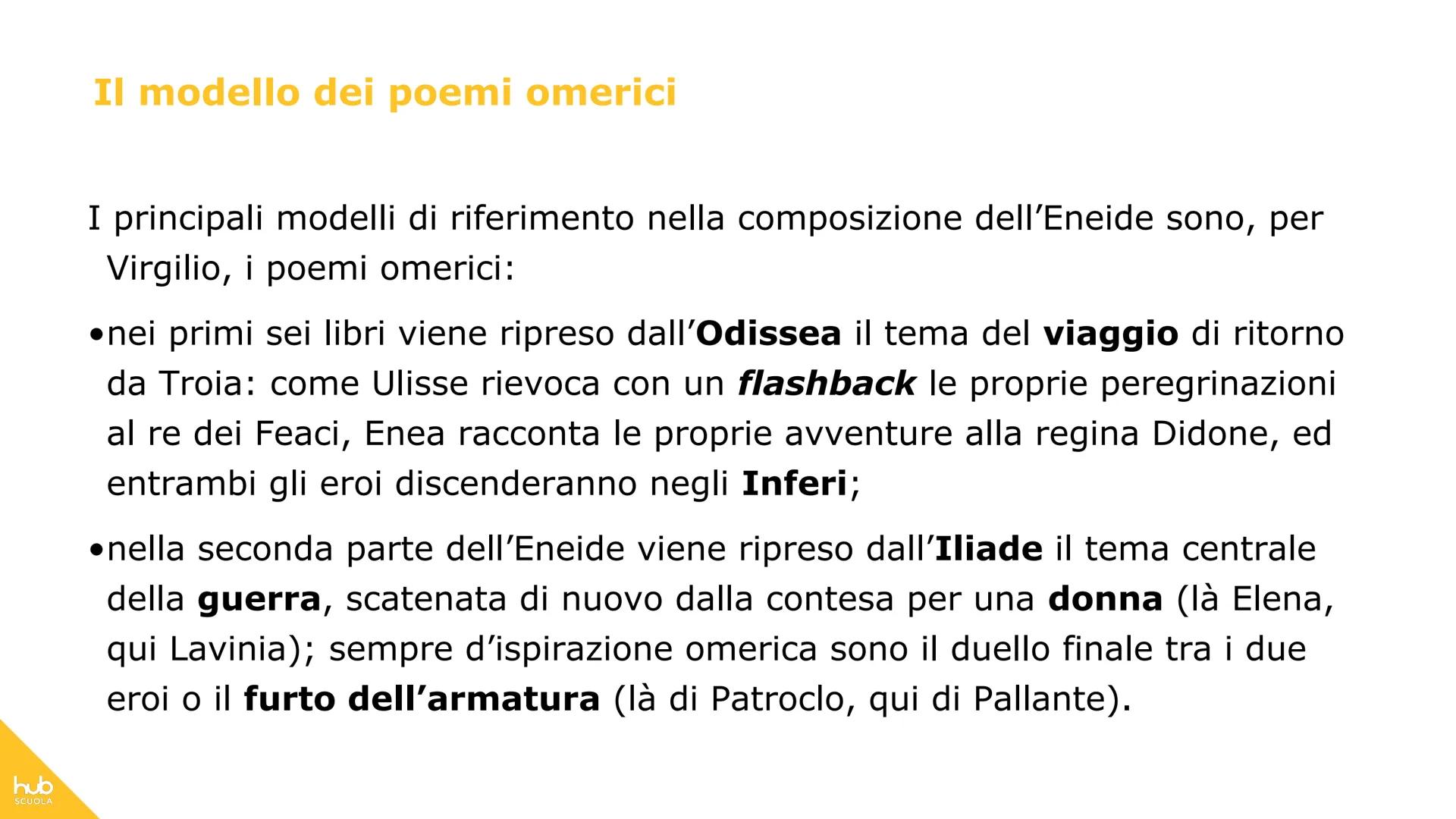 # hub
SCUOLA
L'Eneide # Definizione
L'Eneide è un poema epico in
latino composto da Virgilio a
partire, circa, dal 29 a.C. e
lasciato inco