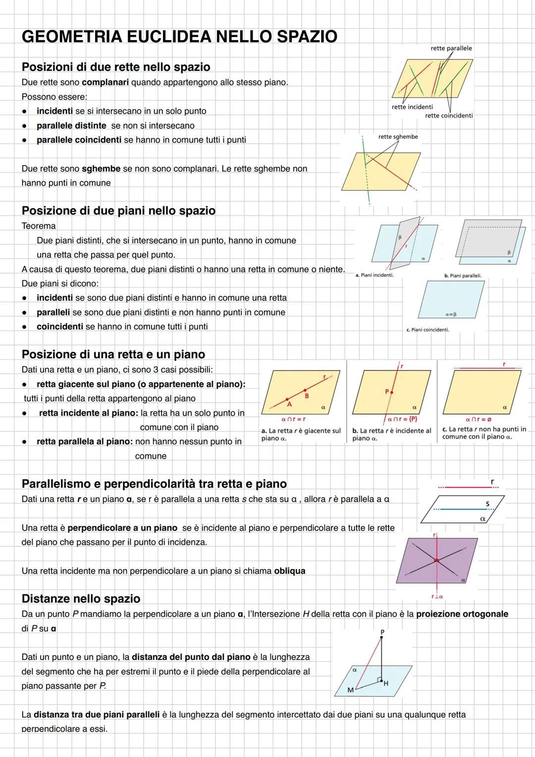 # GEOMETRIA EUCLIDEA NELLO SPAZIO
## Posizioni di due rette nello spazio
Due rette sono complanari quando appartengono allo stesso piano.