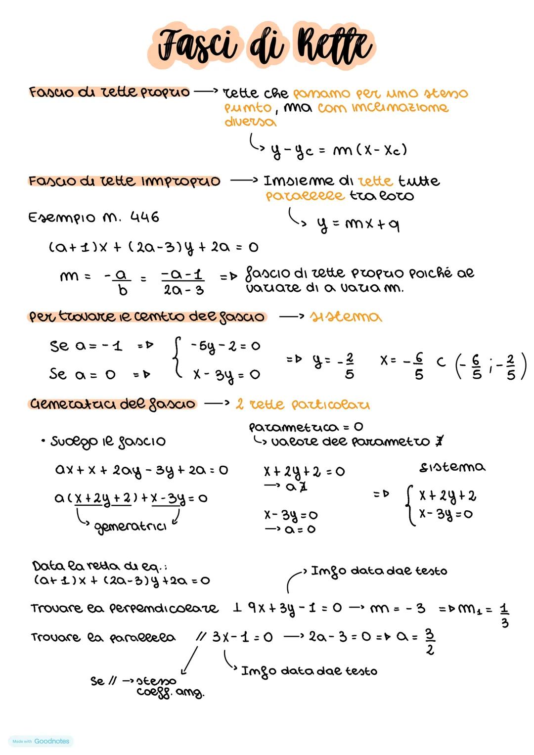 # Fasci di Rette
Fascio de retle proprio rette che pomamo per uno steno
pumto, ma com incermaziome
diversa
> y-gc = m (x-Xc)
Fascio de re