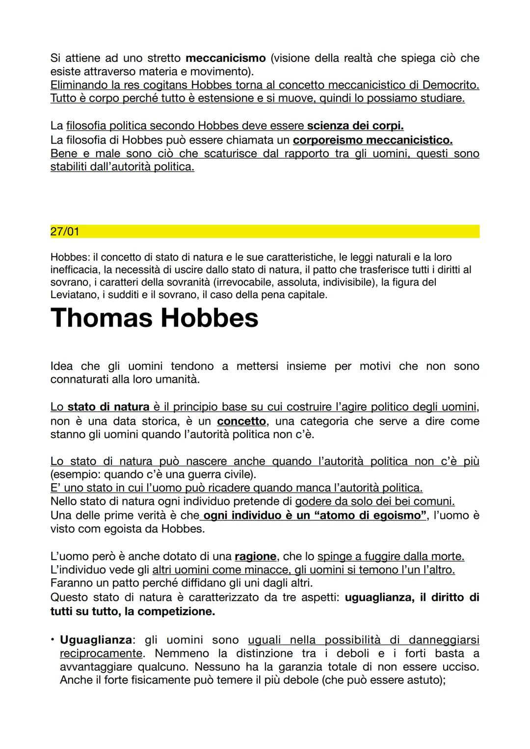 # Filosofia gennaio
25/01
Hobbes: introduzione alla vita e alle opere, la concezione della filosofia e la necessità di
una scienza della po