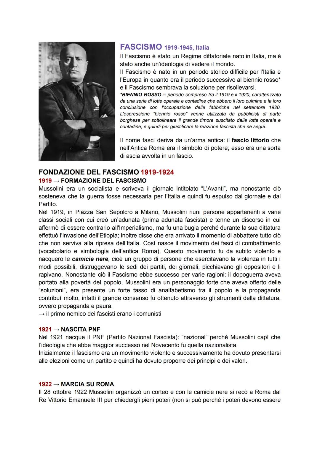 FASCISMO 1919-1945, Italia
II Fascismo è stato un Regime dittatoriale nato in Italia, ma è
stato anche un'ideologia di vedere il mondo.
II