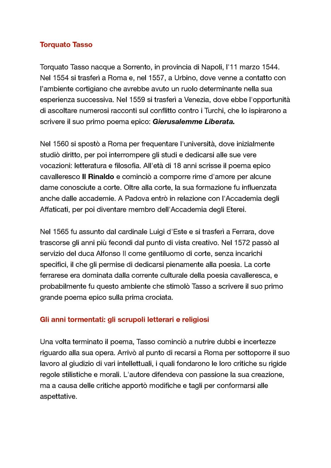 Torquato Tasso, La Gerusalemme Liberata