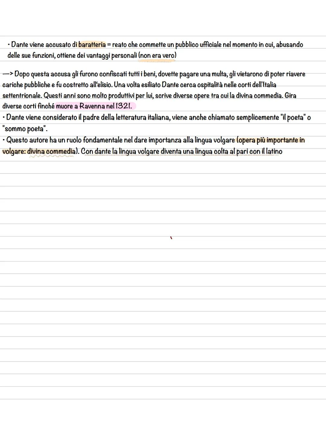 --- OCR Start ---
Dante Alighieri
Nasce a Firenze nel 1265, da una famiglia della piccola nobiltà fiorentina. Rimase orfano di madre a soli