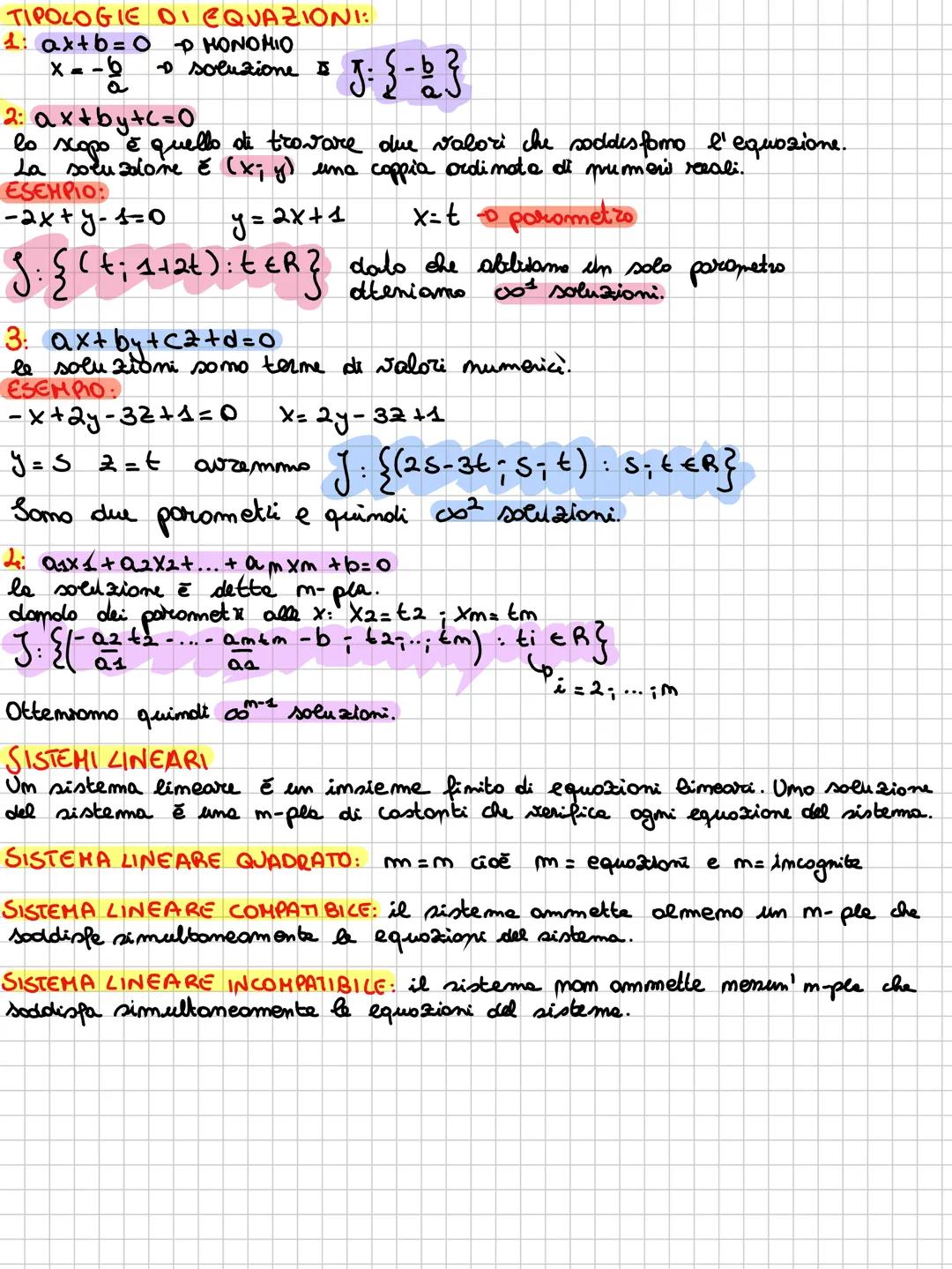 # campus # TIPOLOGIE DI EQUAZIONI:
1: ax+b=0 HONOMIO
-x = -b
a
soluzione J : {$\frac{-b}{a}$}
2: ax+by+c=0
lo scopo è quello di trovare due