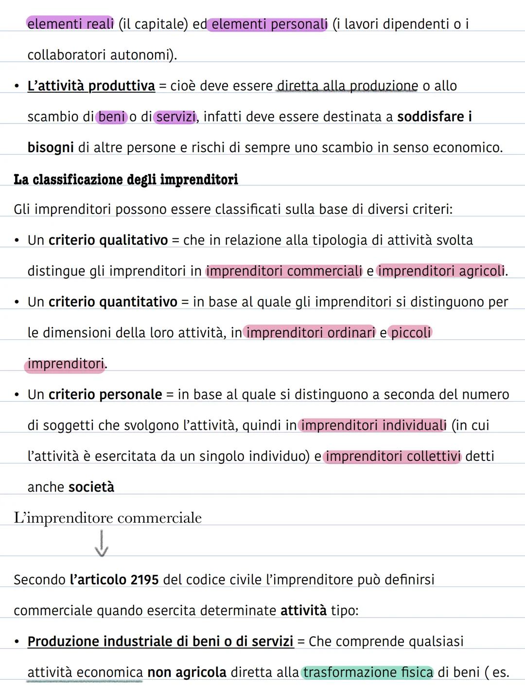 # L'imprenditore e la sua attività
(L'articolo 41 della Costituzione riconosce la libertà di iniziativa economica
privata nel nostro paese)