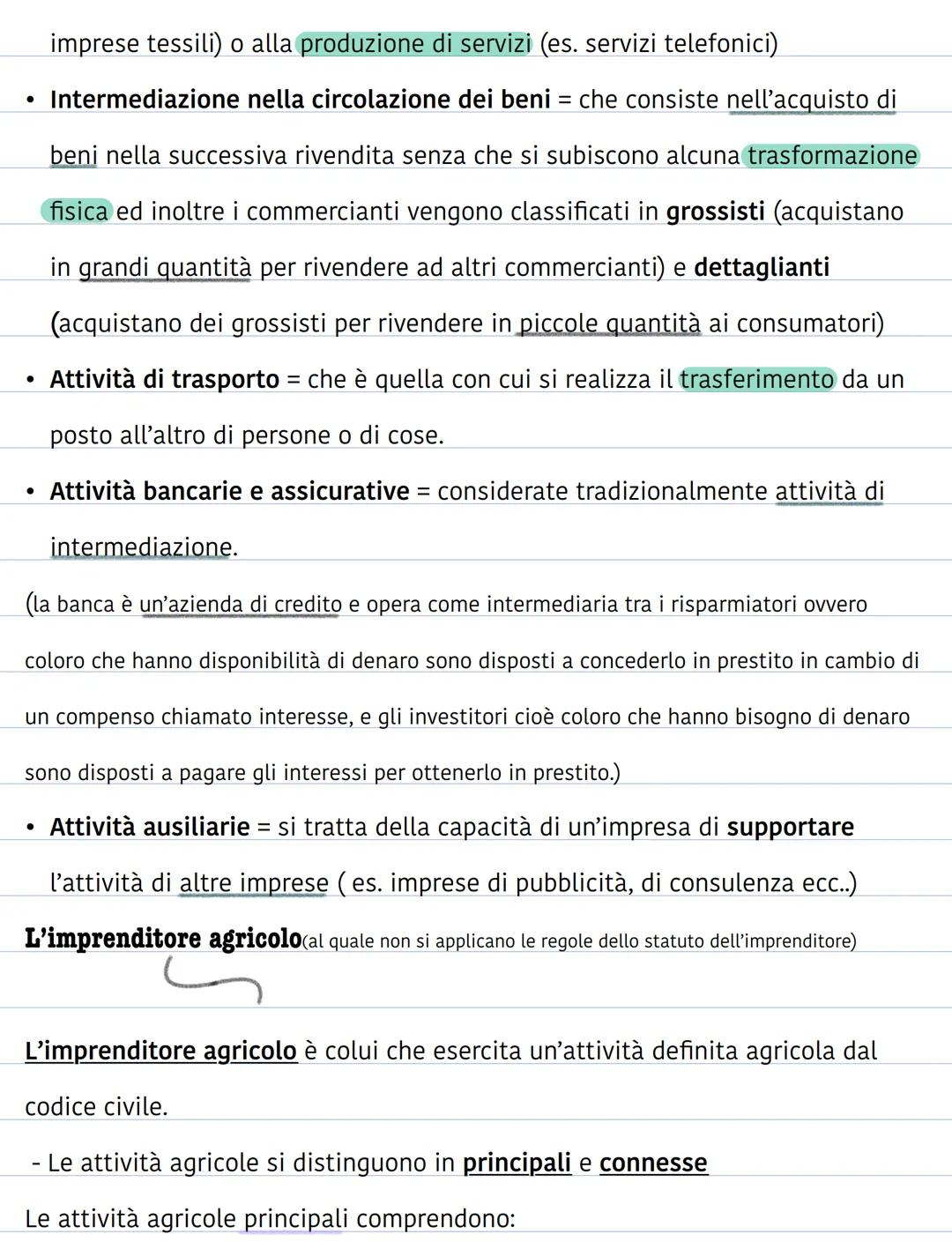 # L'imprenditore e la sua attività
(L'articolo 41 della Costituzione riconosce la libertà di iniziativa economica
privata nel nostro paese)