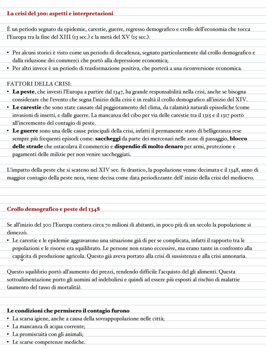 # La crisi del 300: aspetti e interpretazioni
È un periodo segnato da epidemie, carestie, guerre, regresso demografico e crollo dell'econom