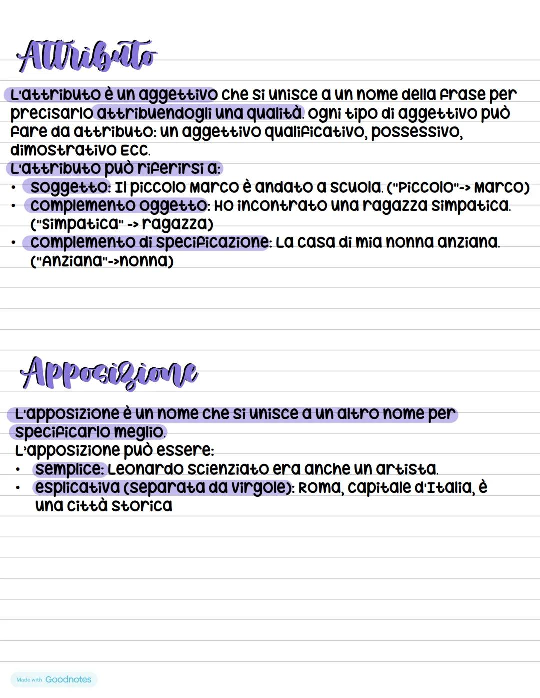 # Altributo
L'attributo è un aggettivo che si unisce a un nome della frase per
precisario attribuendogli una qualità ogni tipo di aggettivo