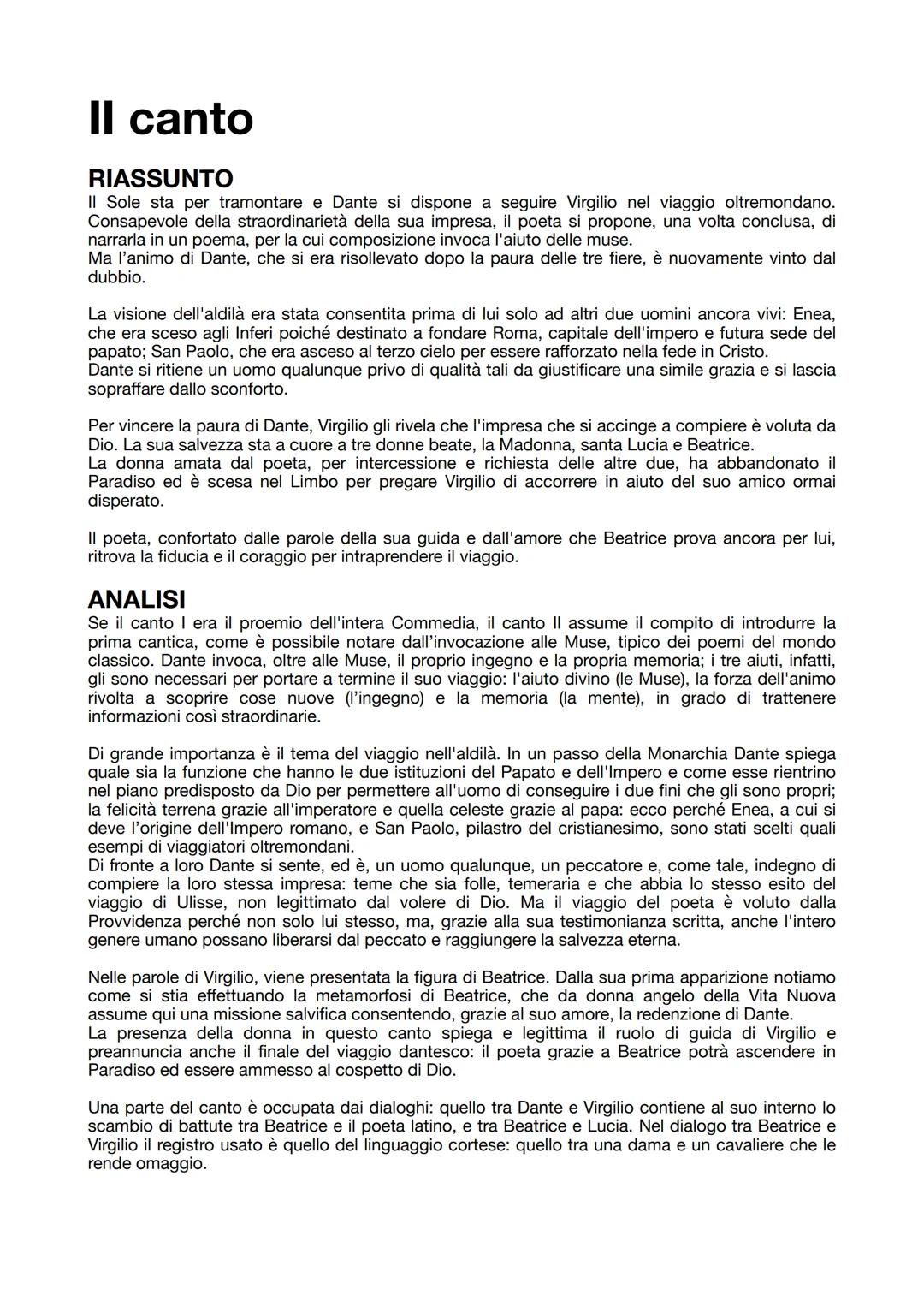 # II canto
RIASSUNTO
Il Sole sta per tramontare e Dante si dispone a seguire Virgilio nel viaggio oltremondano.
Consapevole della straordin