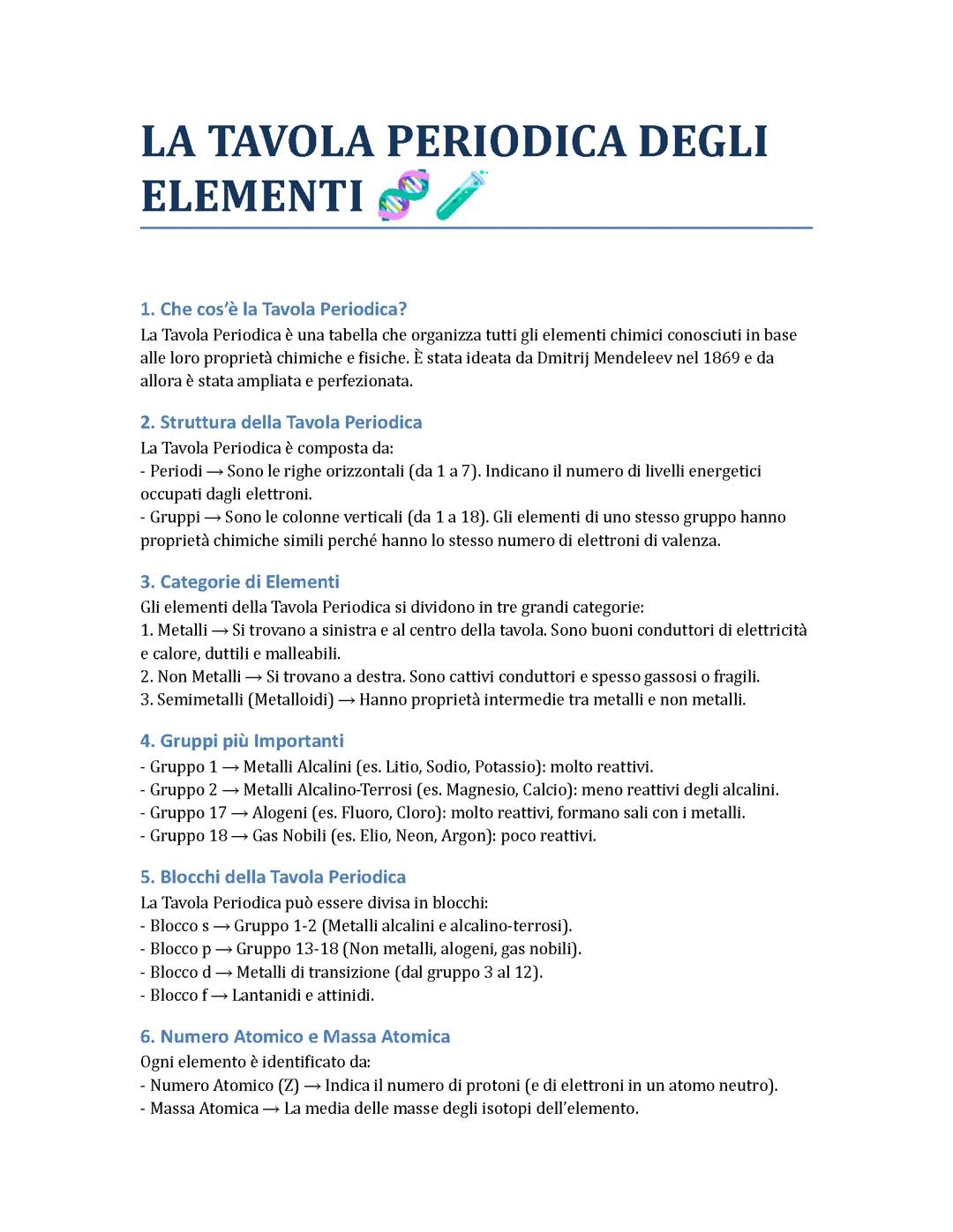 La Tavola Periodica Degli Elementi ๐