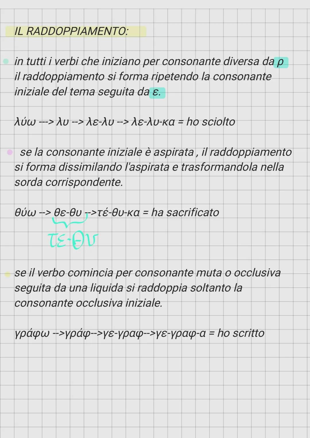 il perfetto:
è nella morfologia greca un tempo principale,infatti ha
le desinenze dei tempi principali.
fanno parte del sistema del perfet