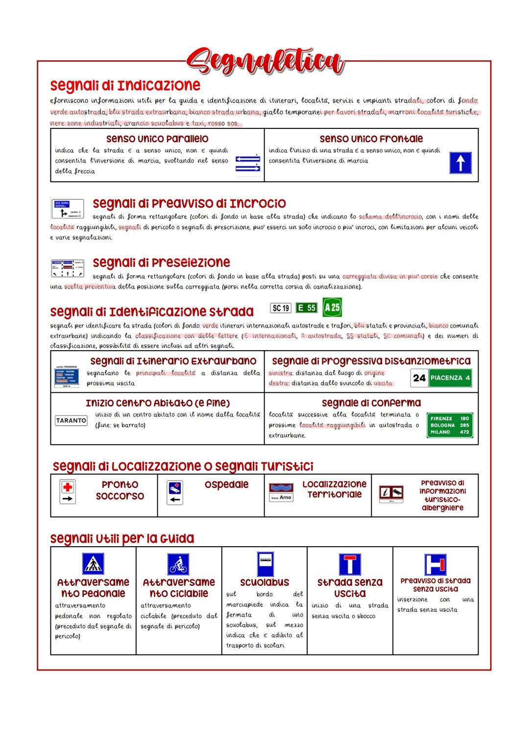 --- OCR Start ---
segnali di pericolo
Segnaletica
capitoli 2-3-4-5-6-7-8-9-10
segnaletica verticale
segnali verticali di forma triangolare,