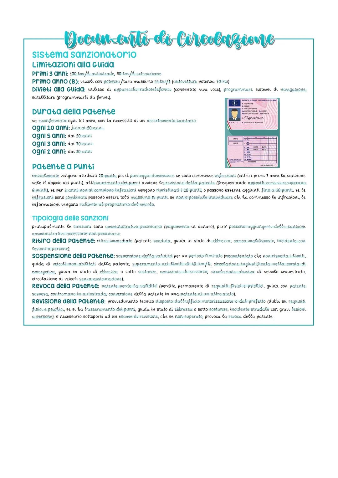 # Docun-enti di Circolazione
capitolo 20
quando si guida รจ necessario avere: patente di guida valida, carta di circolazione, certificato di