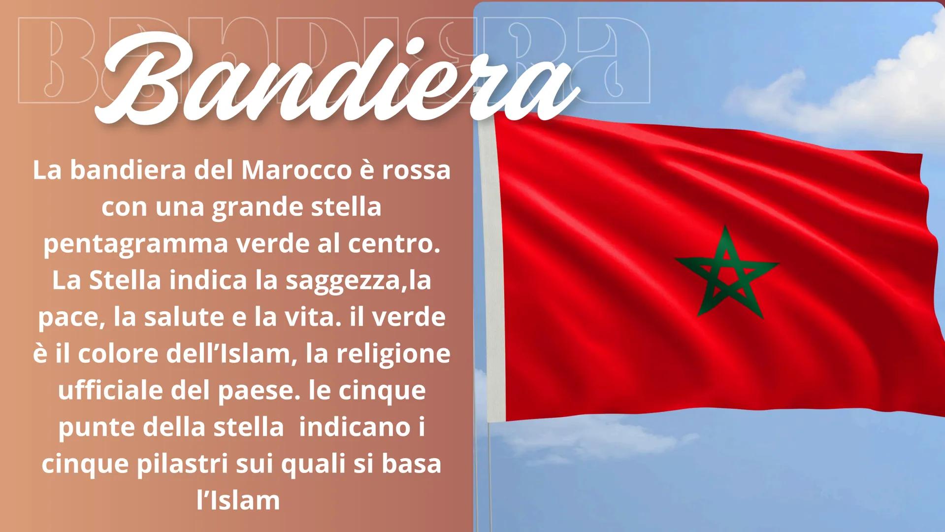 Marocco Sul globo
il Marocco confina:
-con l'Algeria a est
-con il Sahara occidentale a
sud ovest
-Con il Mar Mediterraneo a
nord
-con l'oce
