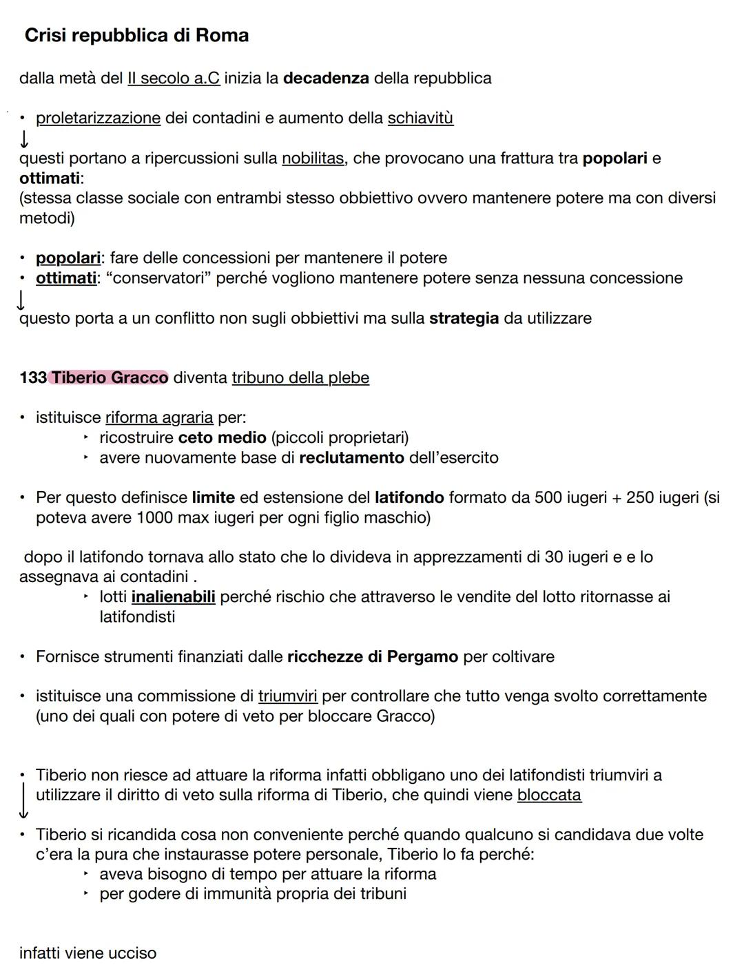 # Crisi repubblica di Roma
dalla metà del II secolo a.C inizia la decadenza della repubblica
- proletarizzazione dei contadini e aumento d