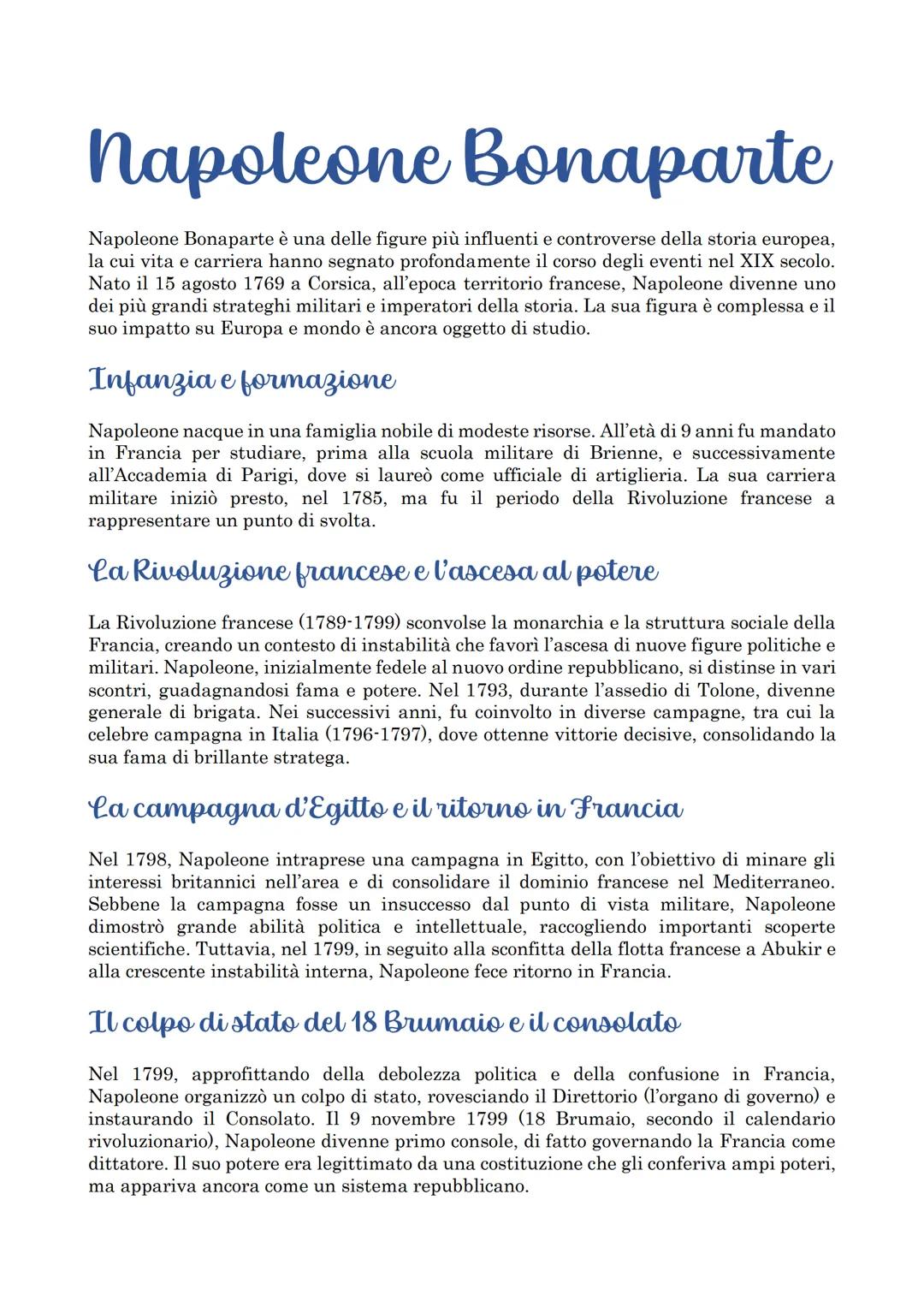 # Napoleone Bonaparte
Napoleone Bonaparte è una delle figure più influenti e controverse della storia europea,
la cui vita e carriera hanno