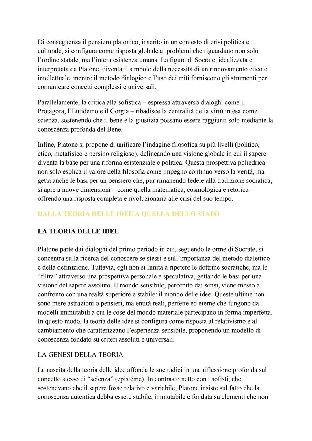 # PLATONE
IL PROGETTO FILOSOFICO E I DIALOGHI GIOVANILI
UNA RISPOSTA ALLA CRISI DELLA SOCIETA'
Il platonismo va compreso in relazione alla