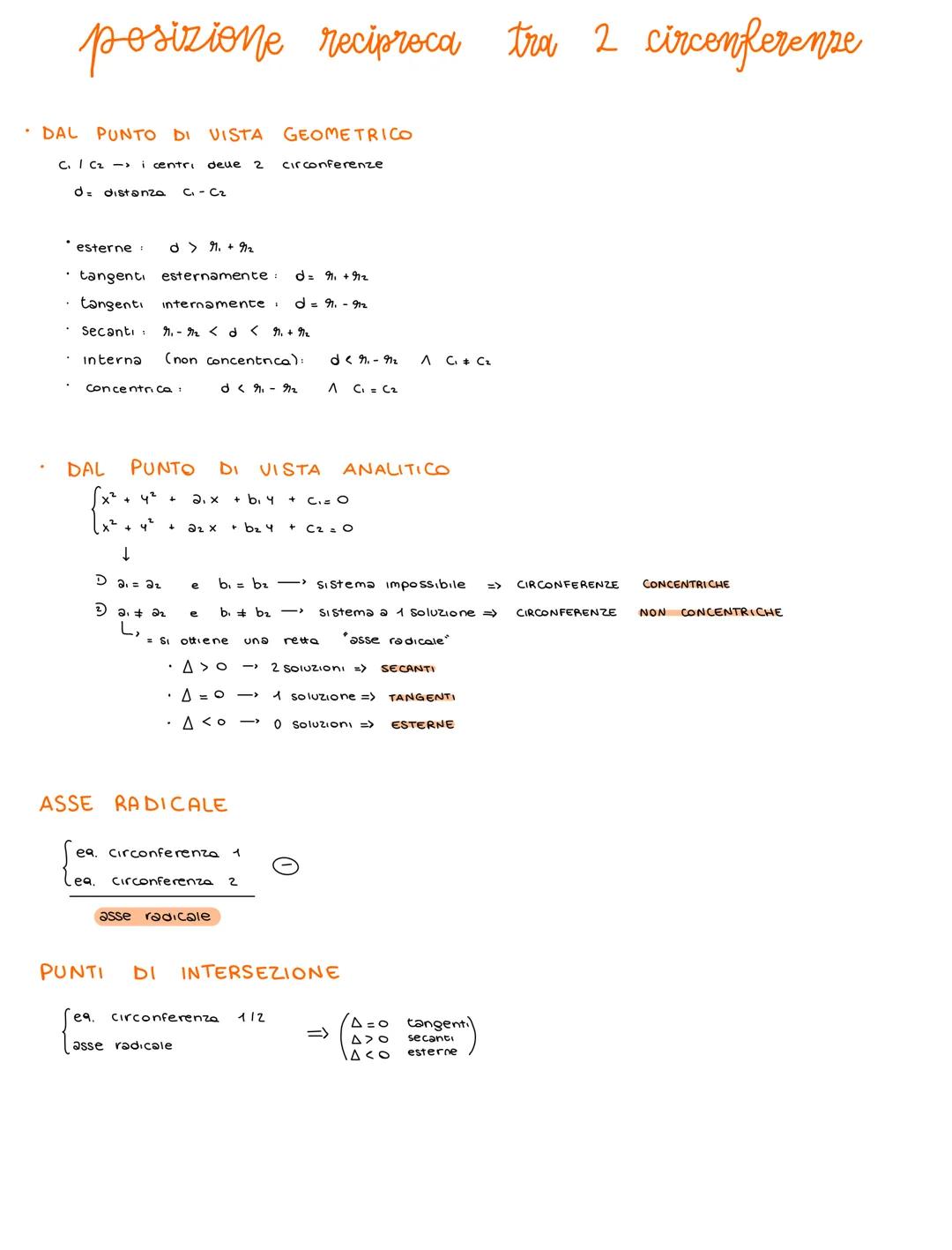 # la circenferenza
x² + y² + ax + bx + c = o $\rightarrow$ eq. canonica della
Circonferenza
$\begin{cases}
a=-2x_c- centro \\
b=-2 Y_c \\