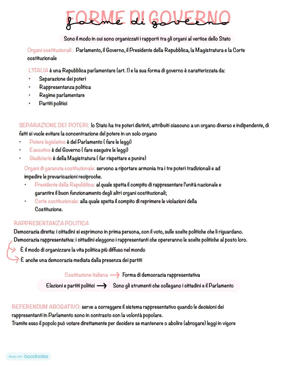 Made with Goodnotes --- OCR Start ---
Farme di goveERNO
Sono il modo in cui sono organizzati i rapporti tra gli organi al vertice dello Stat