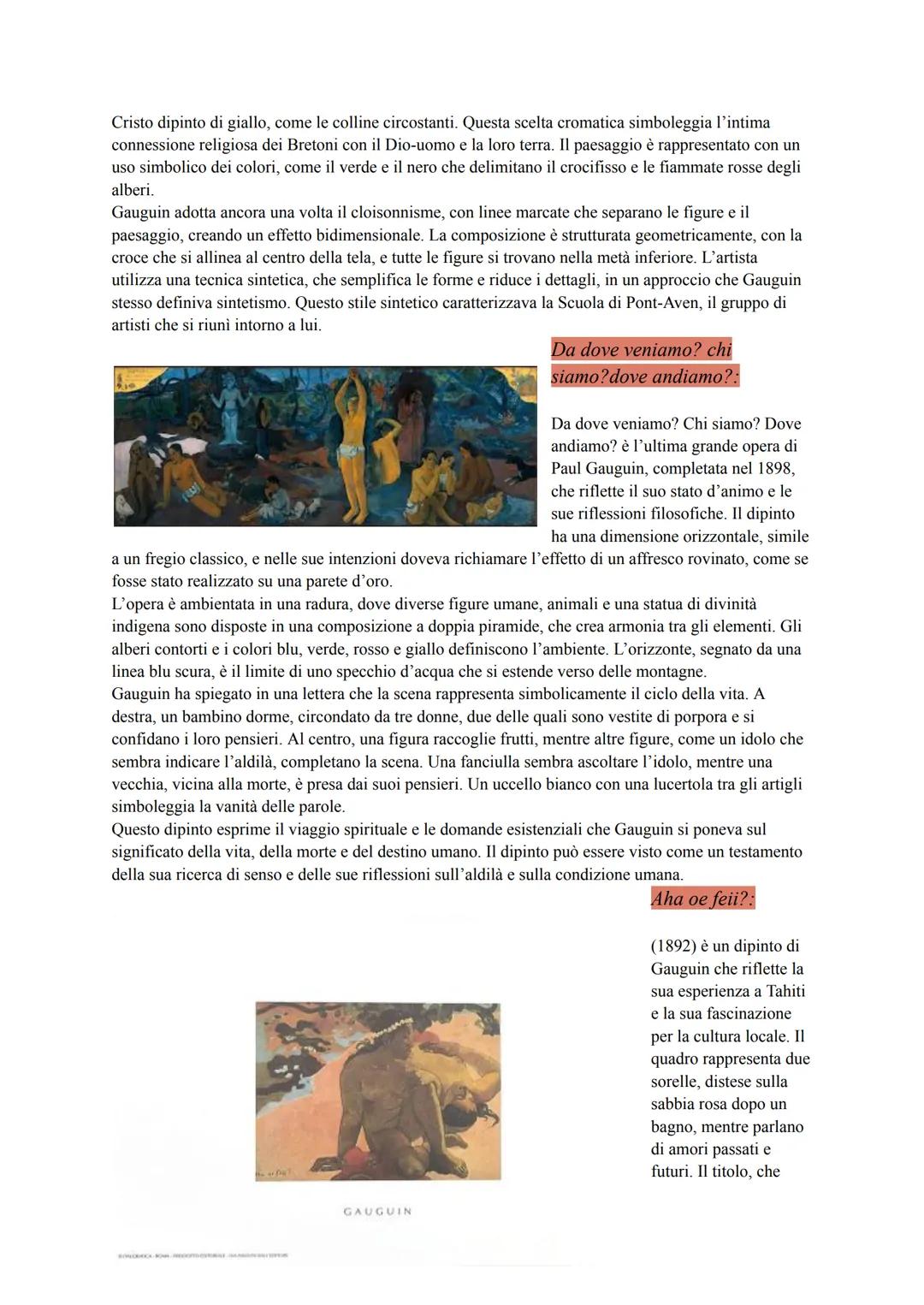 # post impressionismo:
Il post impressionismo é importante perché è un punto di snodo tra l'impressionismo e le avanguardie.
* si svilupp