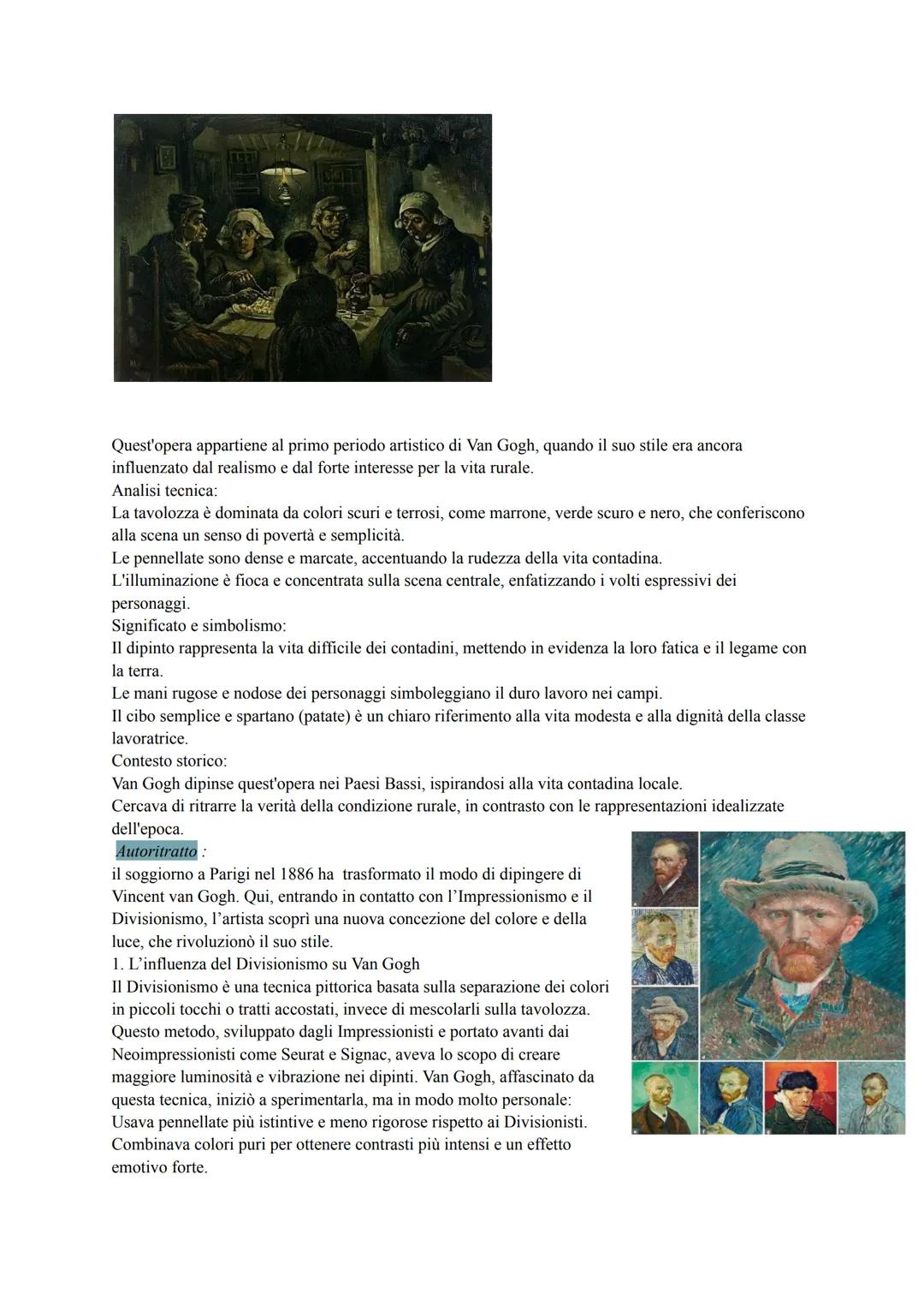 # post impressionismo:
Il post impressionismo é importante perché è un punto di snodo tra l'impressionismo e le avanguardie.
* si svilupp