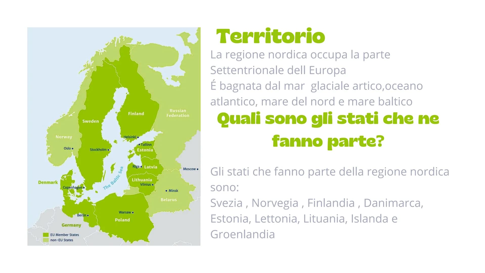# LA REGIONE
# NORDICA Finland
Russian
Federation
Sweden
Norway
Oslo.
Stockholm
Denmark
Copenhagen.
The Baltic Sea
Helsinki
Tallinn
Warsaw.