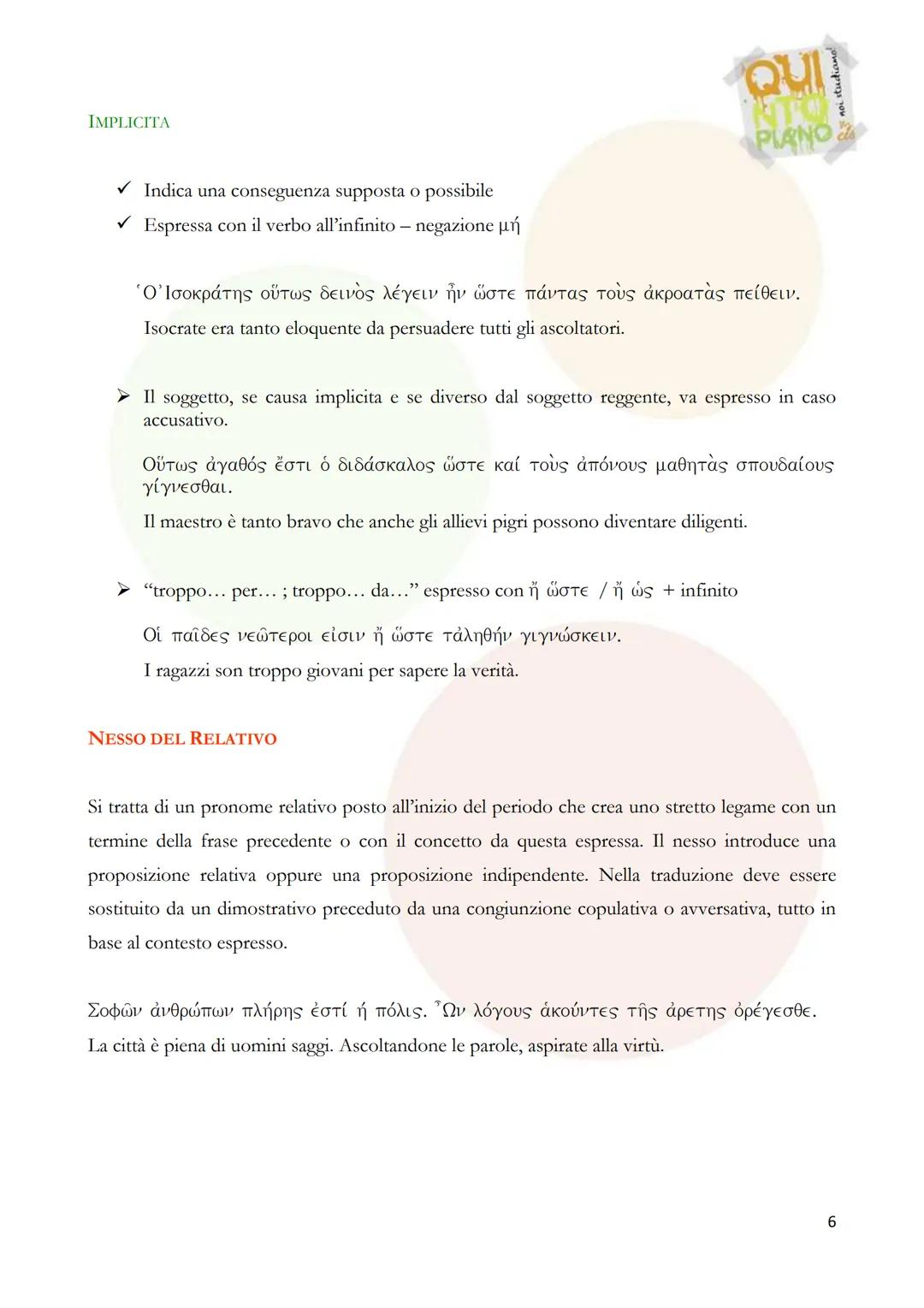 # PROPOSIZIONI SUBORDINATE
PROPOSIZIONI SOGGETTIVE
Introdotte da.
a) Locuzioni Impersonali e verbi impersonali.
> χρή = è necessario
➤