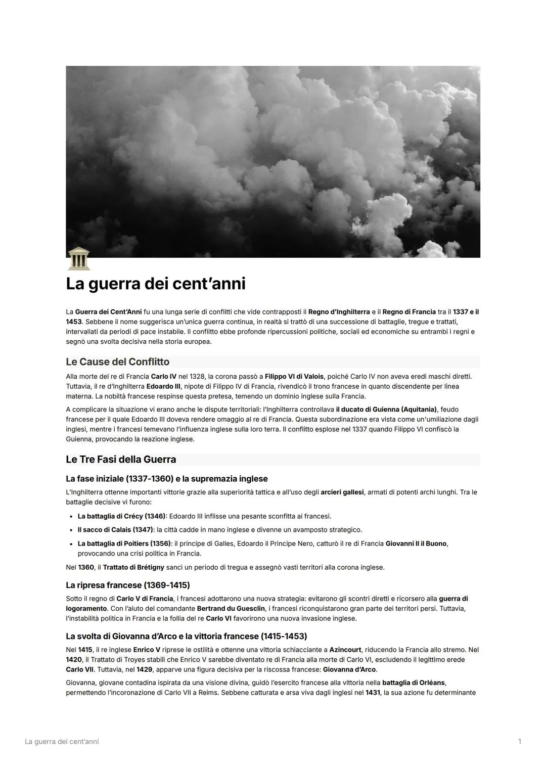 # La guerra dei cent'anni
La Guerra dei Cent'Anni fu una lunga serie di conflitti che vide contrapposti il Regno d'Inghilterra e il Regno d