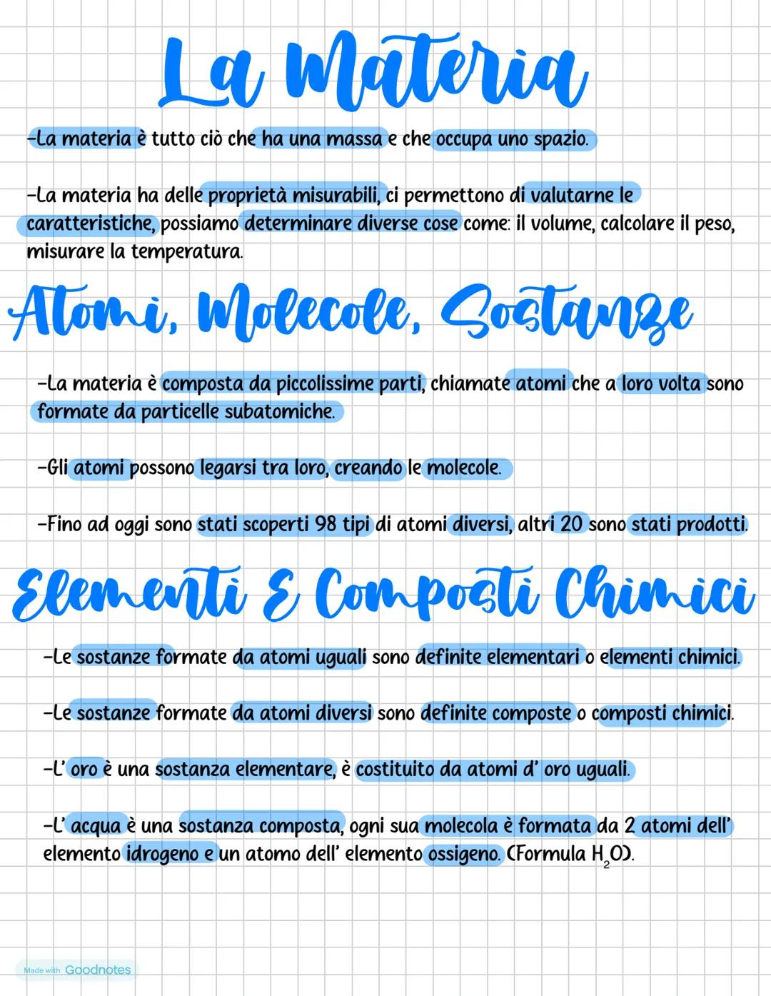# La Materia
-La materia è tutto ciò che ha una massa e che occupa uno spazio.
-La materia ha delle proprietà misurabili, ci permettono di v