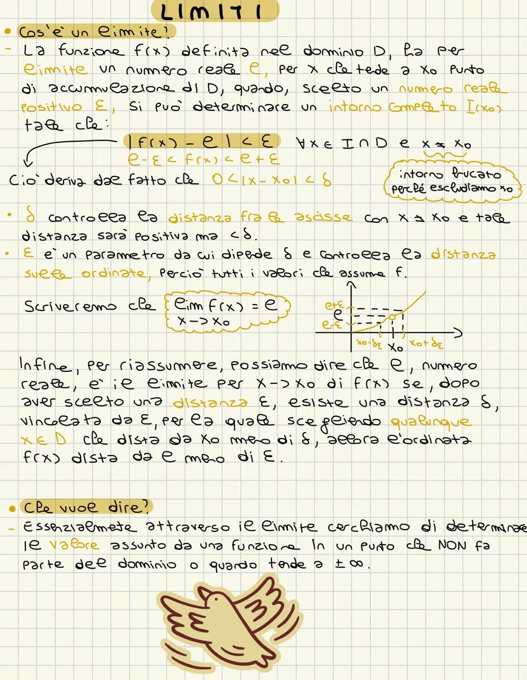 TEOREMI --- OCR Start ---
LIMITI
• Cos'è un eimite?
La funzione f(x) definita nee dominio D, ha per
eimite un numero reale e per x cle tende
