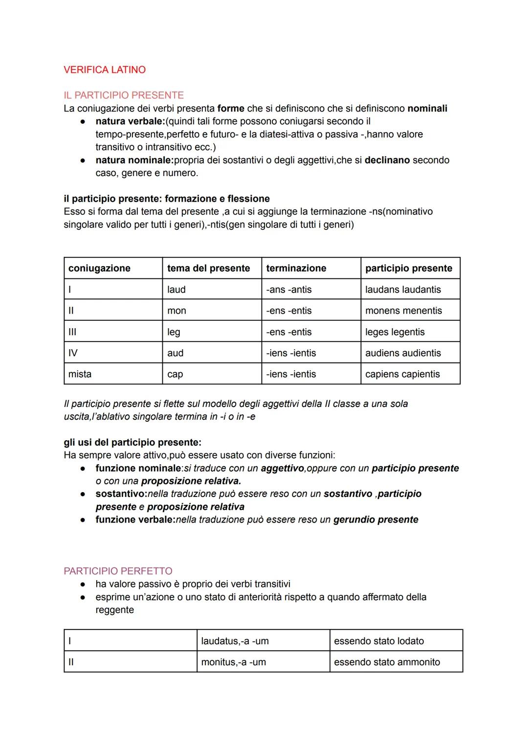 # VERIFICA LATINO
## IL PARTICIPIO PRESENTE
La coniugazione dei verbi presenta forme che si definiscono che si definiscono nominali
* nat
