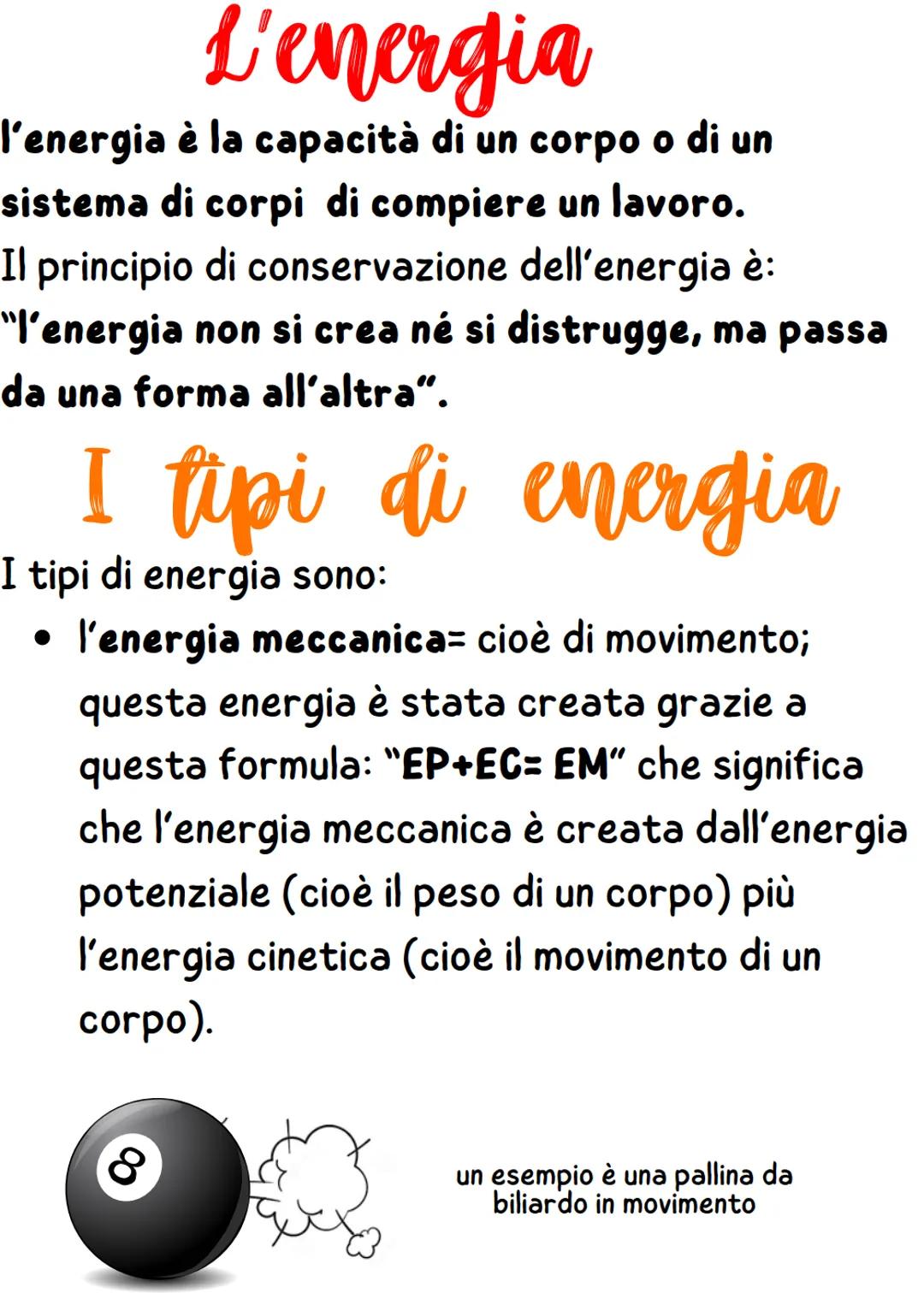 # L'energia
l'energia รจ la capacitร di un corpo o di un
sistema di corpi di compiere un lavoro.
Il principio di conservazione dell'energia