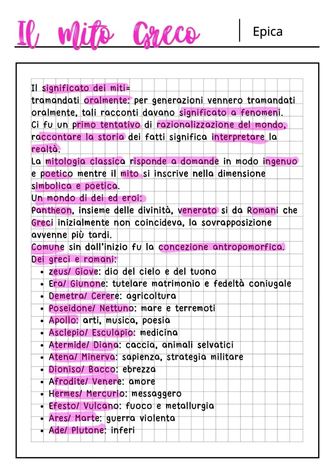 # Il mito Greco Epica
Il significato dei miti=
tramandati oralmente: per generazioni vennero tramandati
oralmente, tali racconti davano sig