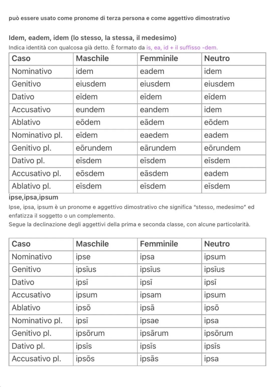 --- OCR Start ---
pronomi personali
PRIMA PERSONA (io, noi)
Caso
Singolare
Plurale
Nominativo
ego (io)
nōs (noi)
Genitivo
mei (di me)
nostri